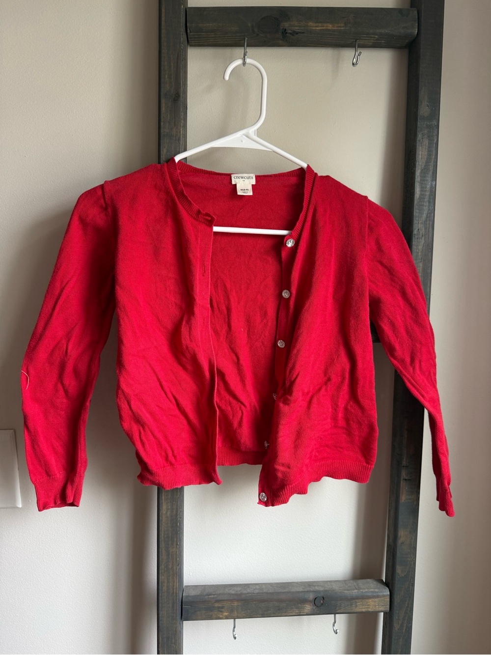 Crewcuts Bright Red Girls Knit Button Cardigan